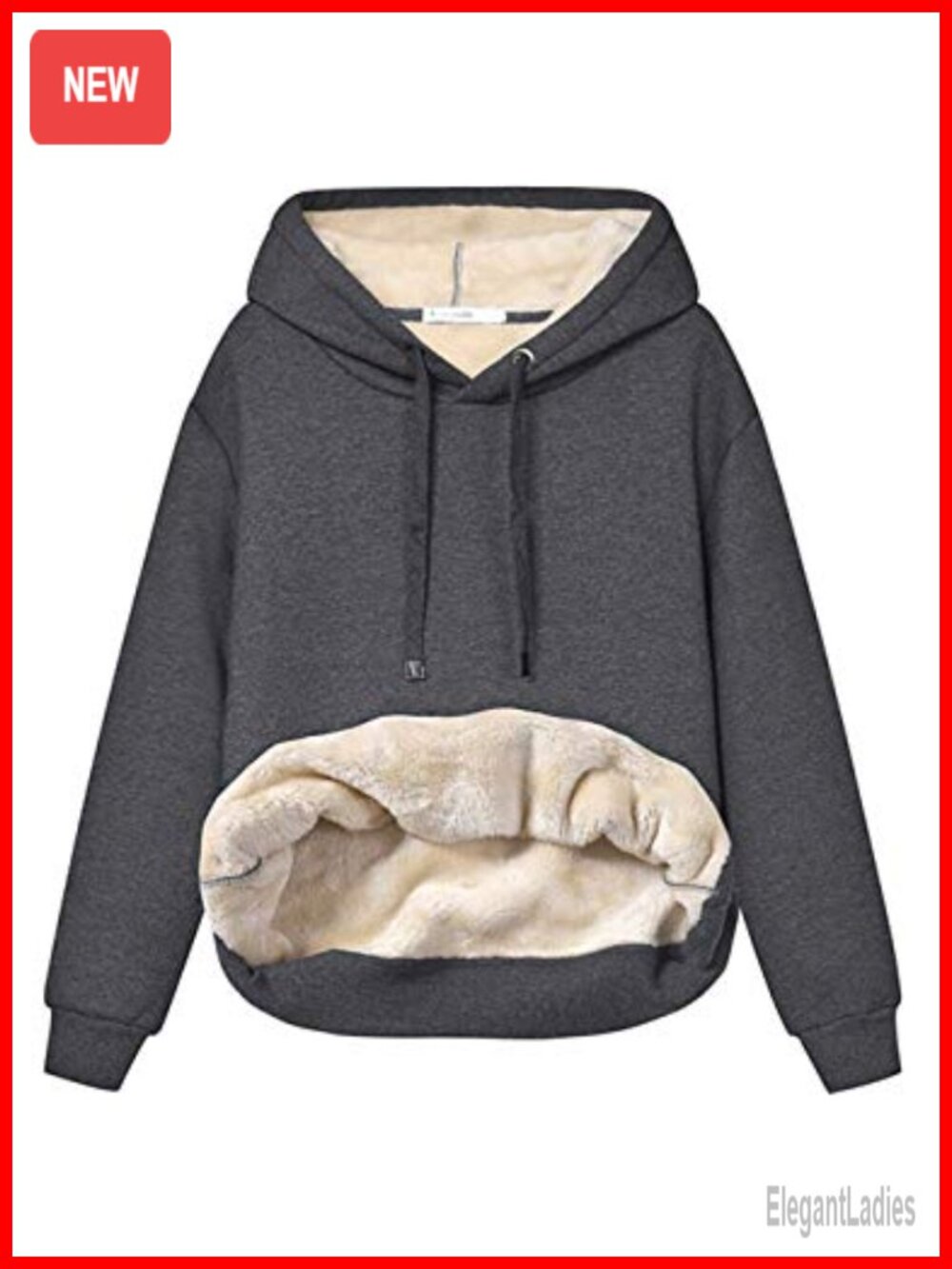 Womens Fleece Sherpa Lined Pullover Hooded Sweatshirt Warm Winter